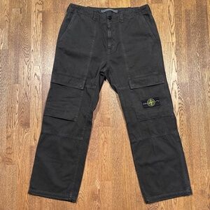 Stone Island Type RX Relaxed Fit Canvas Cargo Pants Dark Gray Mens 36